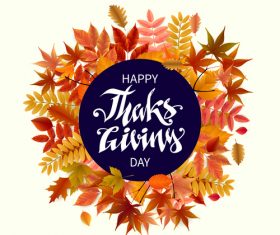 Thanksgiving with autumn leaves vector background 02