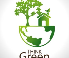 Think green earth business template vector 02