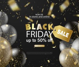 Transparent balloon with black firday sale poster template vector 01