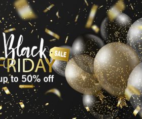 Transparent balloon with black firday sale poster template vector 02