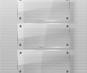 Transparent glass banner with wall background vector