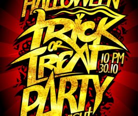 Trick or Treat Halloween Party Poster red rays vector