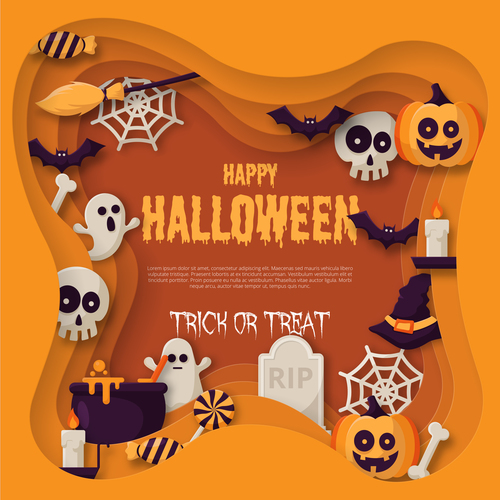 Trick or treat halloween background design vector 03