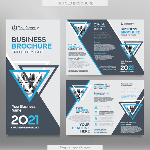 Trifold brochure business tamplate vector 01