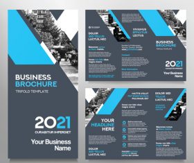 Trifold brochure business tamplate vector 02
