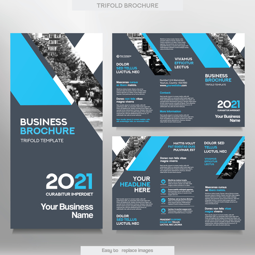 Trifold brochure business tamplate vector 02