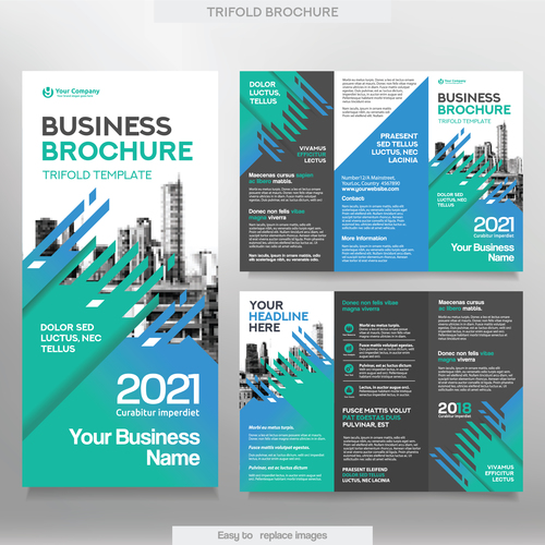 Trifold brochure business tamplate vector 04