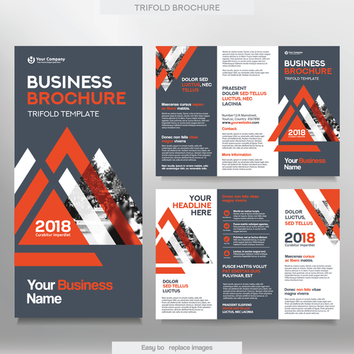 Trifold brochure business tamplate vector 06