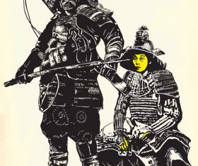 Two shoguns hand drawn vector
