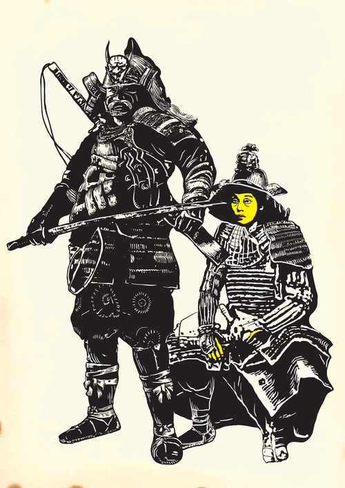 Two shoguns hand drawn vector