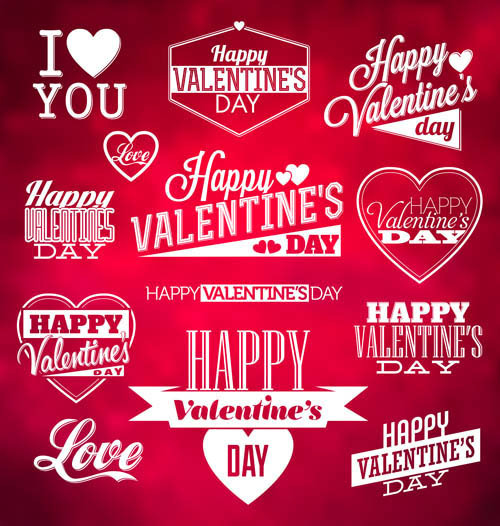 Valentines day label design vector material