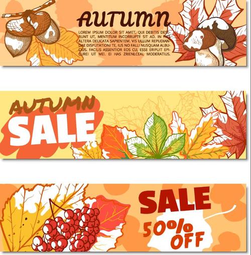 Vector autumn sale banners material 02