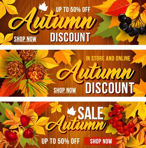 Vector autumn sale banners material 03