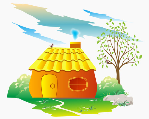 Vector cartoon little house illustration