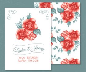 Vector red rose invitation card