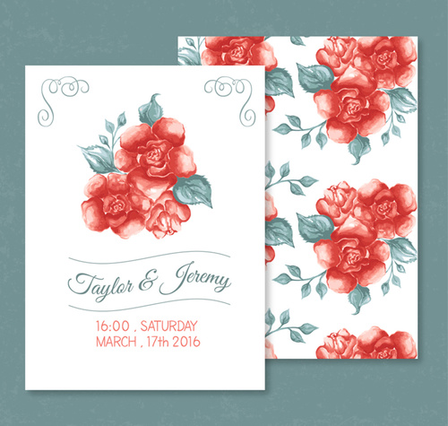 Vector red rose invitation card