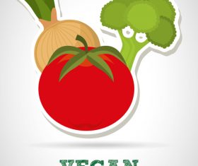 Vegan food sticker vector