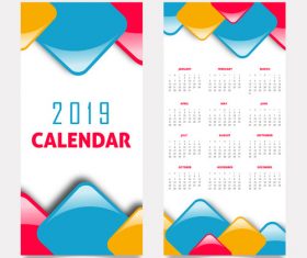 Vertical 2019 calendar template vector set 02