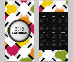 Vertical 2019 calendar template vector set 03