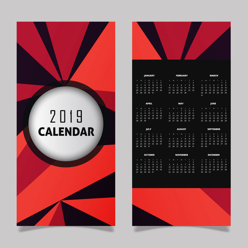 Vertical 2019 calendar template vector set 04