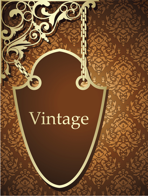 Vintage decor with floral background vector
