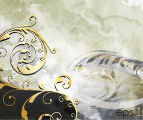 Vintage golden decor with retro grunge background vector