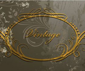Vintage grunge background with golden ornament vector 01