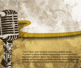 Vintage grunge music background with microphone vector