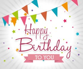 Vintage happy birthday card design vectors 02