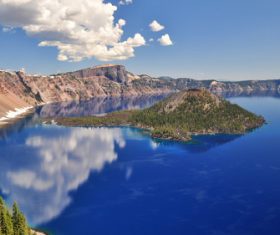 Volcanic Lake Natural Scenery Oregon USA Stock Photo 01