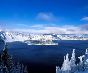 Volcanic Lake Natural Scenery Oregon USA Stock Photo 04