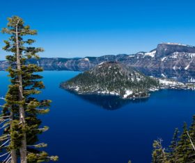 Volcanic Lake Natural Scenery Oregon USA Stock Photo 05