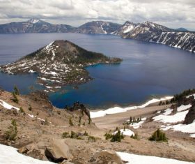 Volcanic Lake Natural Scenery Oregon USA Stock Photo 06