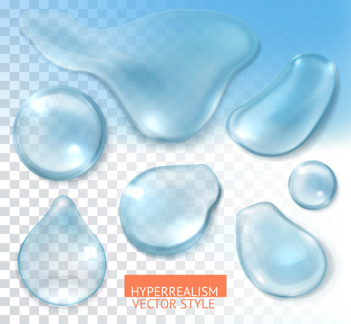 Water drop with transparency vector set