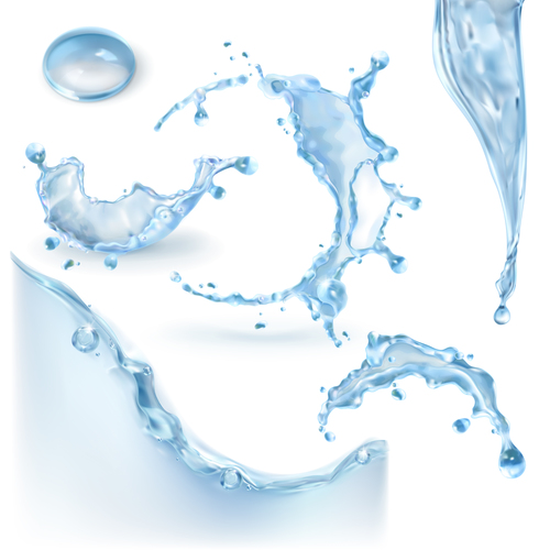 Water splashing with transparency vector set 01