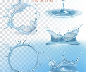 Water splashing with transparency vector set 02