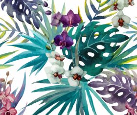 Watercolor painted phalaenopsis vector material