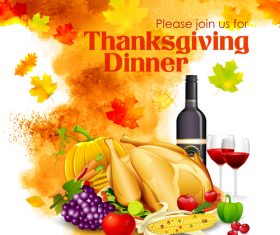 Watercolor thanksgiving festvial background vector