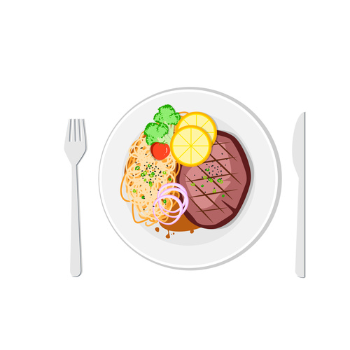 Western steak spaghetti design vector