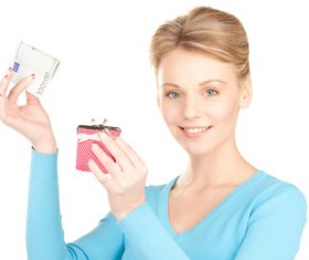 Woman holding wallet Stock Photo 01