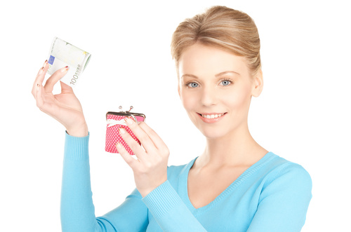 Woman holding wallet Stock Photo 01