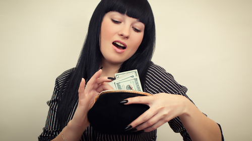 Woman holding wallet Stock Photo 06