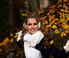 Woman wearing warm coat Stock Photo 02