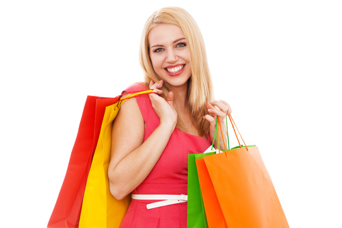 Young beauty holding various color shopping bags Stock Photo 04