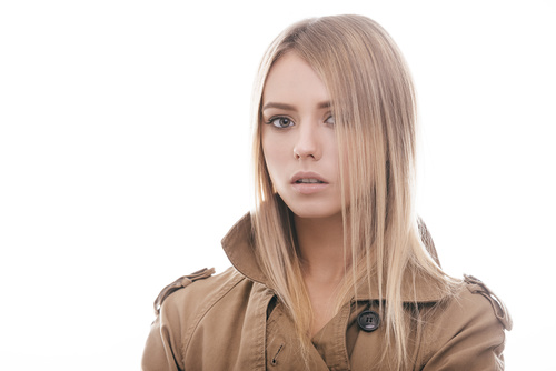 Young girl wearing a coat Stock Photo 01