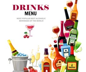 alcohol drinks menu cover vector