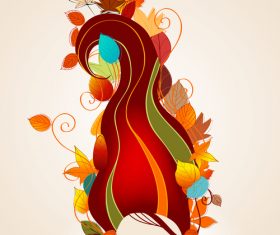 autumn cute girl with leaves vector 04