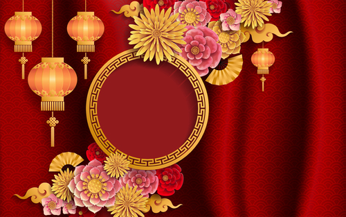 chinese ethnic styles backgrounds vector 02