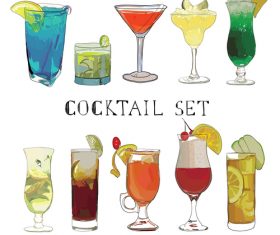 cocktail hand drawn design vector set