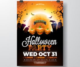 creative halloween party flyer template vector 01